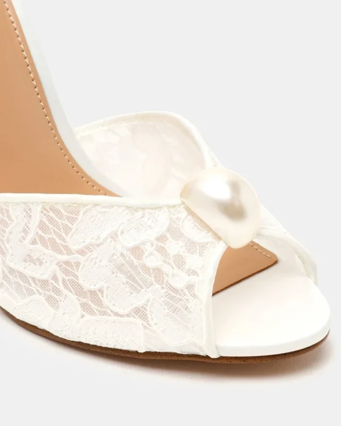 Priya din dantelă albă perlată