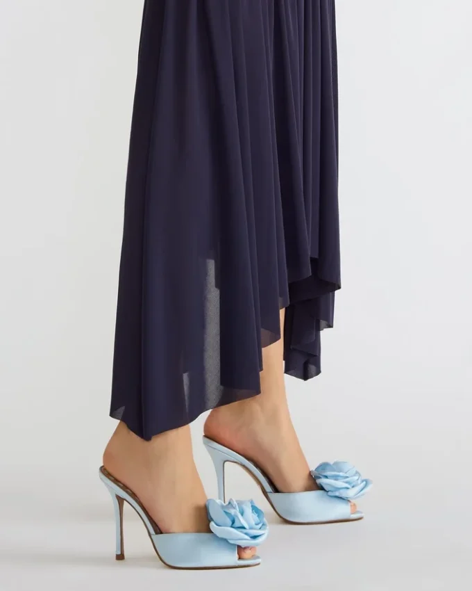 Priya Flower Blue Satin