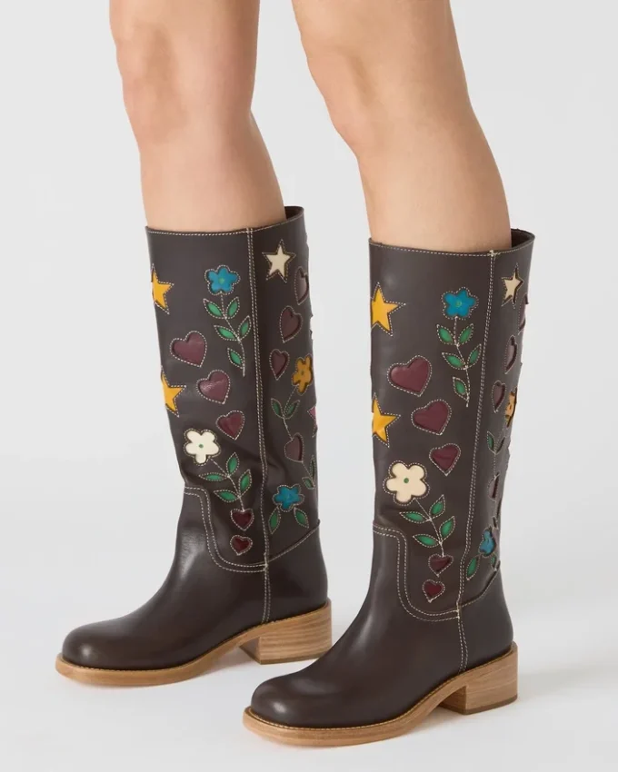 Riggs din piele maro cu imprimeu floral Riggs din piele maro cu imprimeu floral