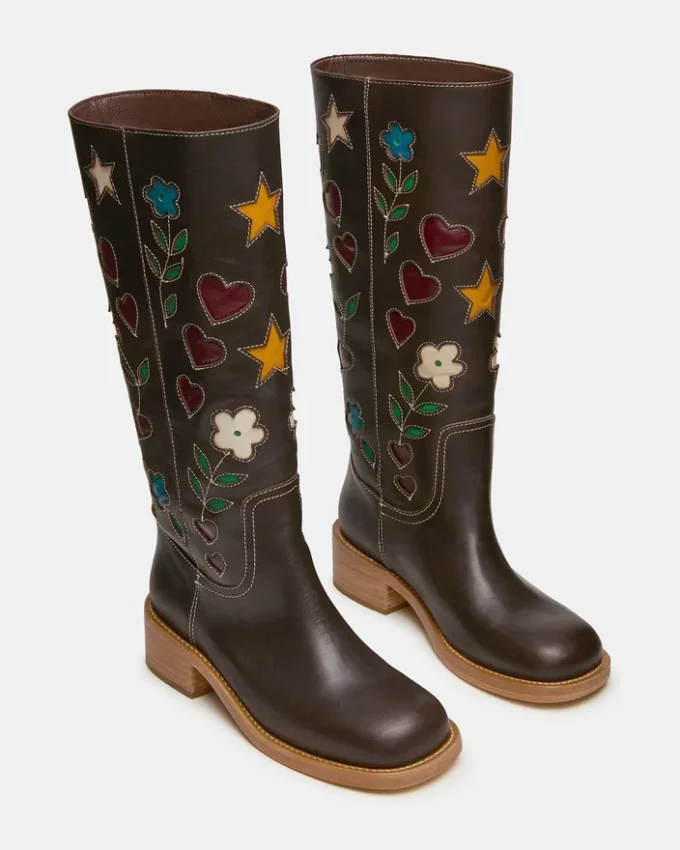 Riggs din piele maro cu imprimeu floral Riggs din piele maro cu imprimeu floral