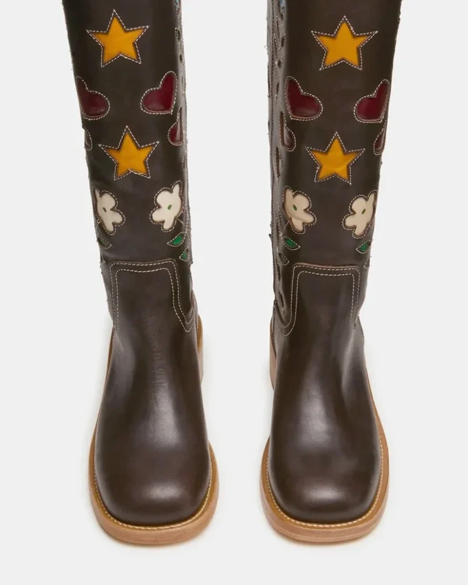 Riggs din piele maro cu imprimeu floral Riggs din piele maro cu imprimeu floral