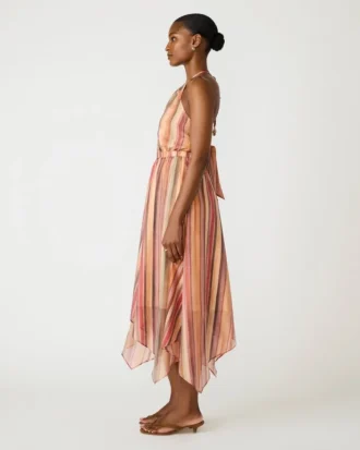 Rochia Dalina cu dungi multicolore