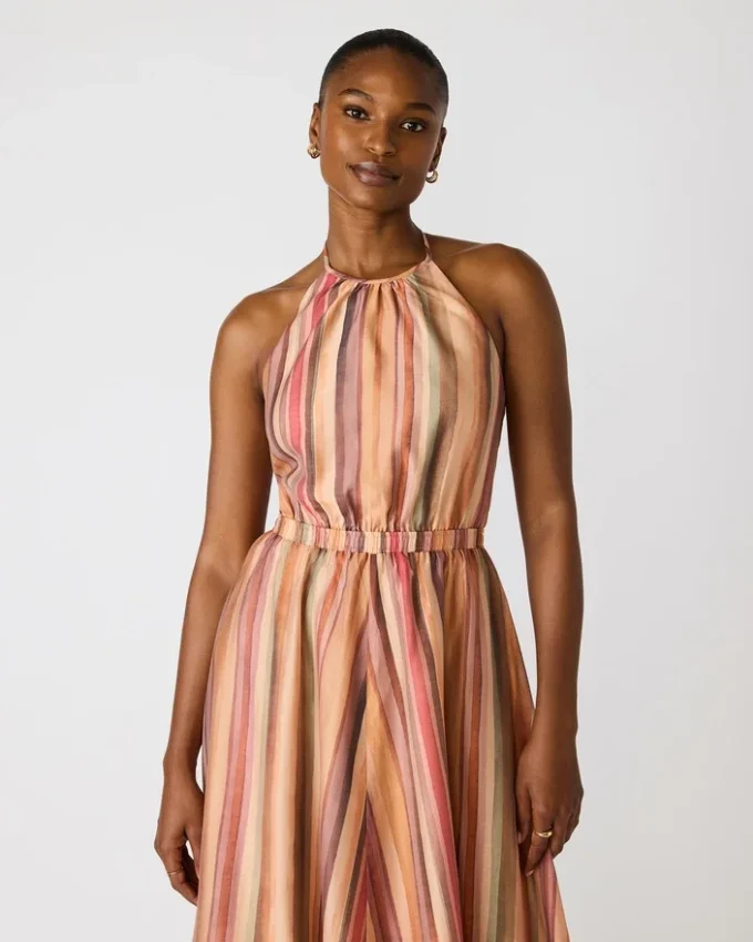 Rochia Dalina cu dungi multicolore Rochia Dalina cu dungi multicolore