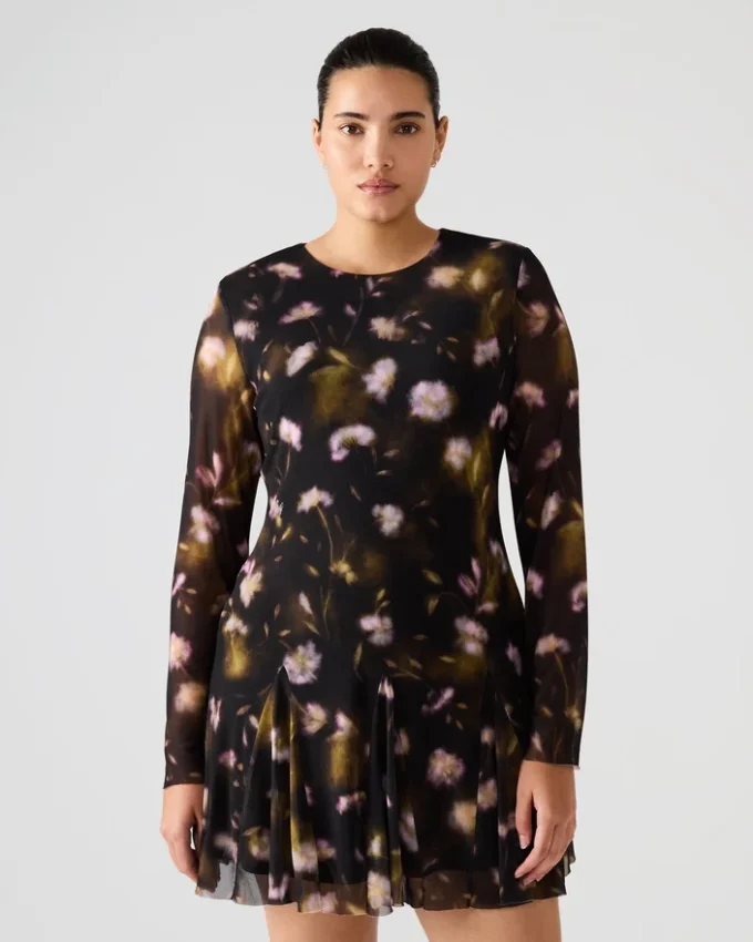 Rochie Bliss cu imprimeu floral negru