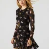 Rochie Bliss cu imprimeu floral negru