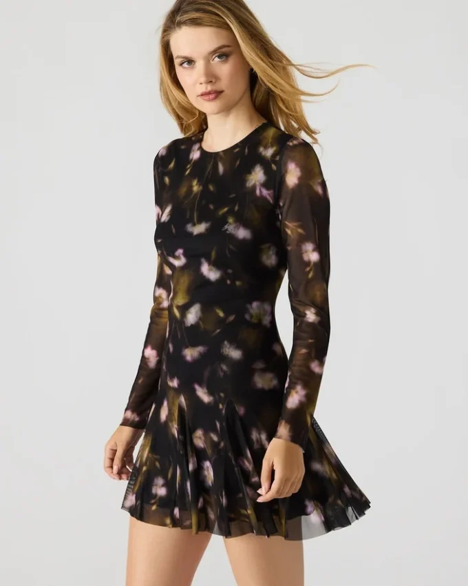 Rochie Bliss cu imprimeu floral negru