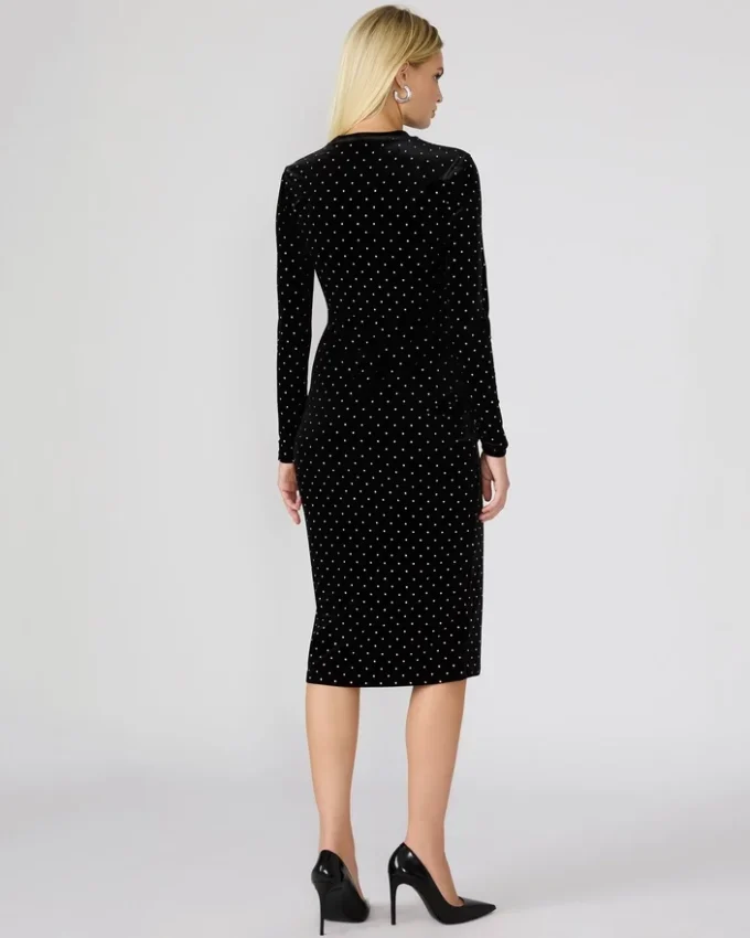 Rochie din catifea cu ținte Hailee, negru