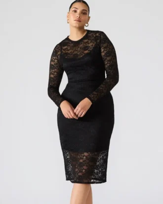 Rochie din dantelă Hailee, negru