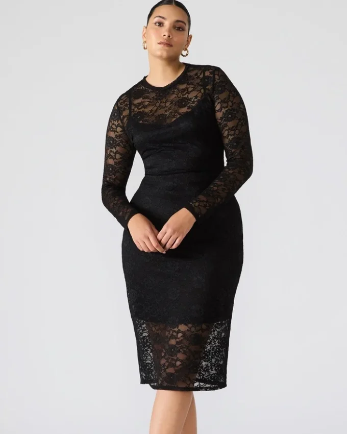 Rochie din dantelă Hailee, negru