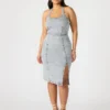 Rochie din denim Gia, gri deschis