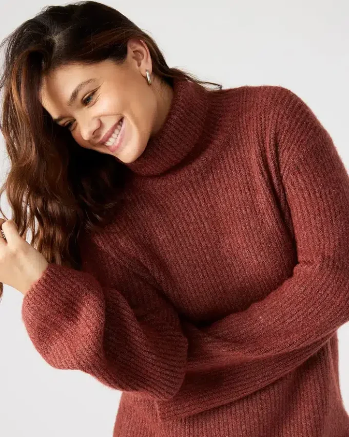 Rochie pulover Abbie, culoare ruginiu