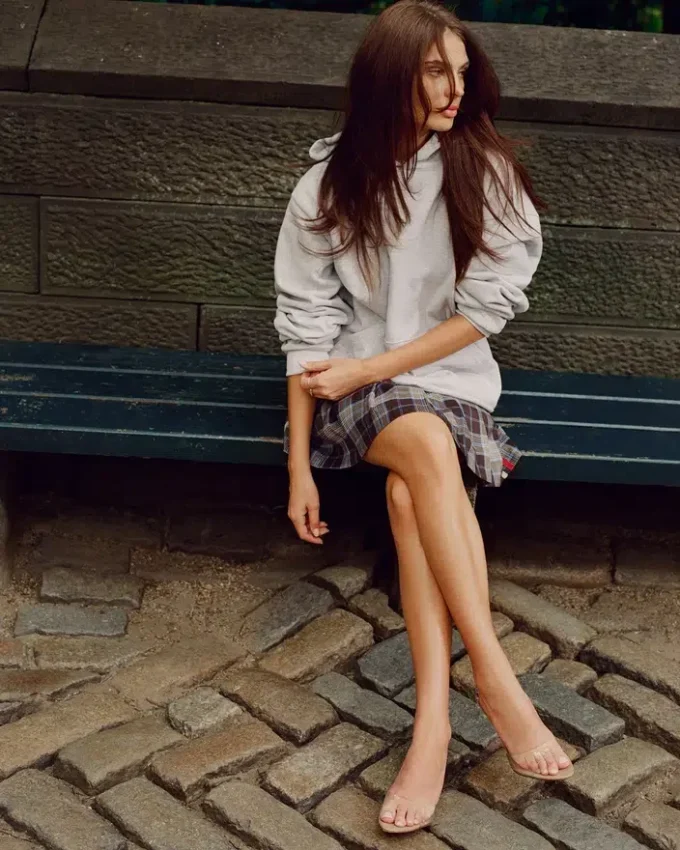 Fustă Margo în carouri maro