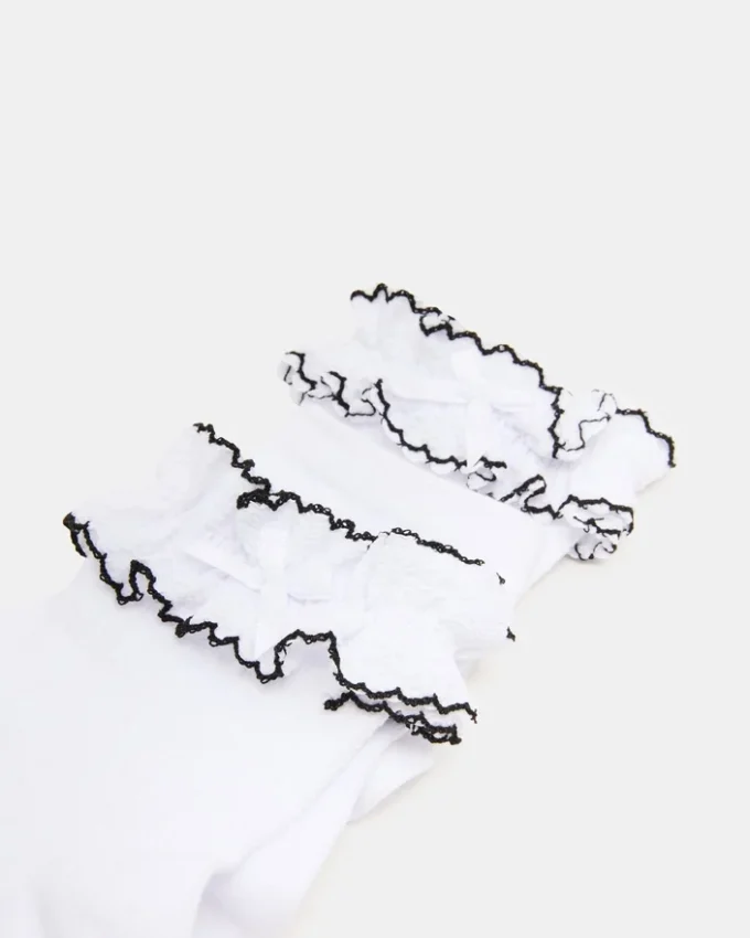 Set de 2 perechi de Șosete Ava cu volane, albe