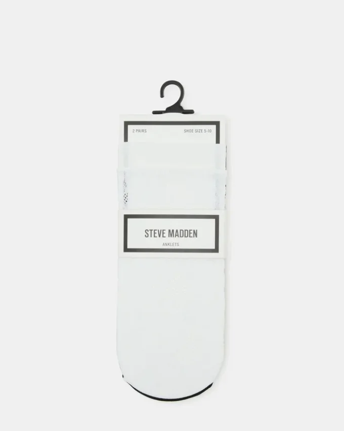 Set de 2 perechi de Șosete scurte din dantelă, albe