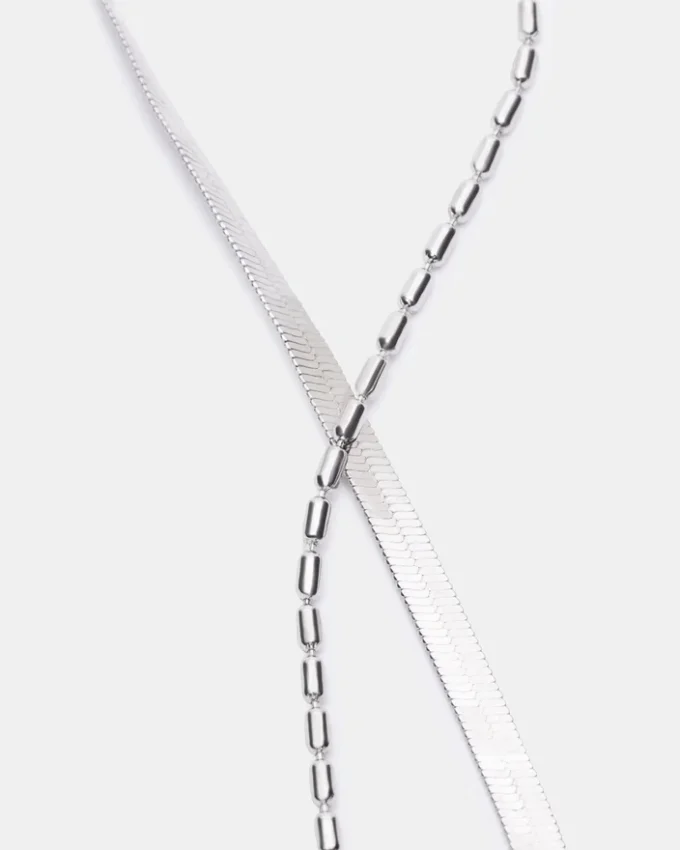 Set de brățări de gleznă cu lanț în formă de șiret, argintiu