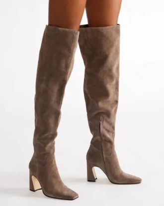 Stratus din piele de căprioară gri