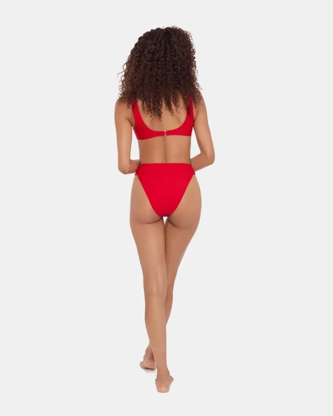 Partea inferioară a bikini-ului cu talie înaltă Sleek ‘N Chic, culoare cireș