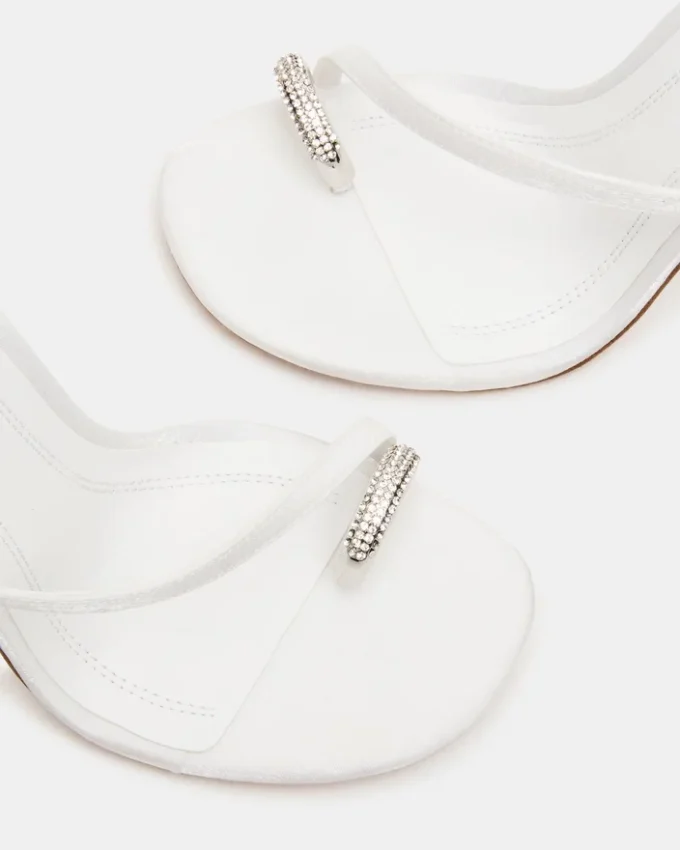 Tia cu strasuri din satin alb