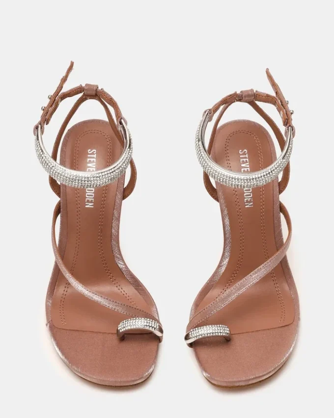 Tia cu strasuri din satin mocha