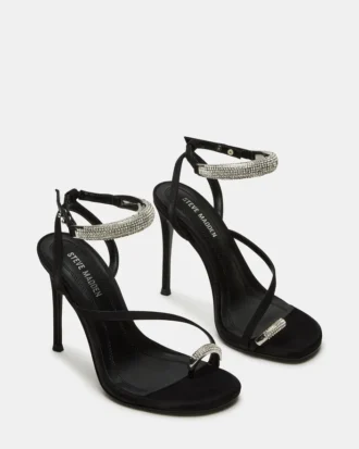 Tia cu strasuri din satin negru