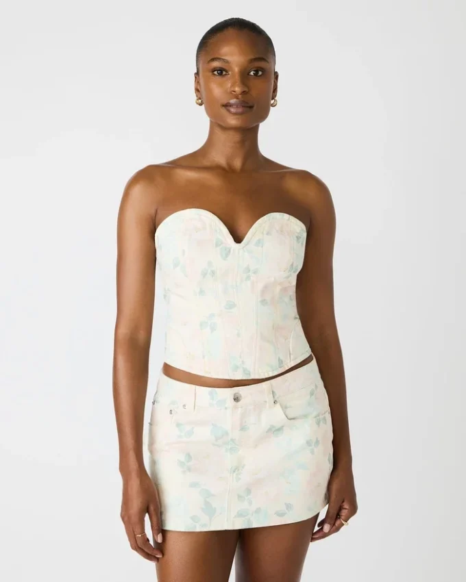 Top corset Roselia, bej-piersică