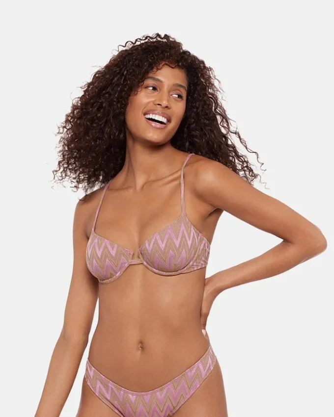 Top de bikini Chevron Sclipire, violet