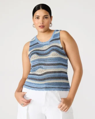 Top Hannah albastru multicolor